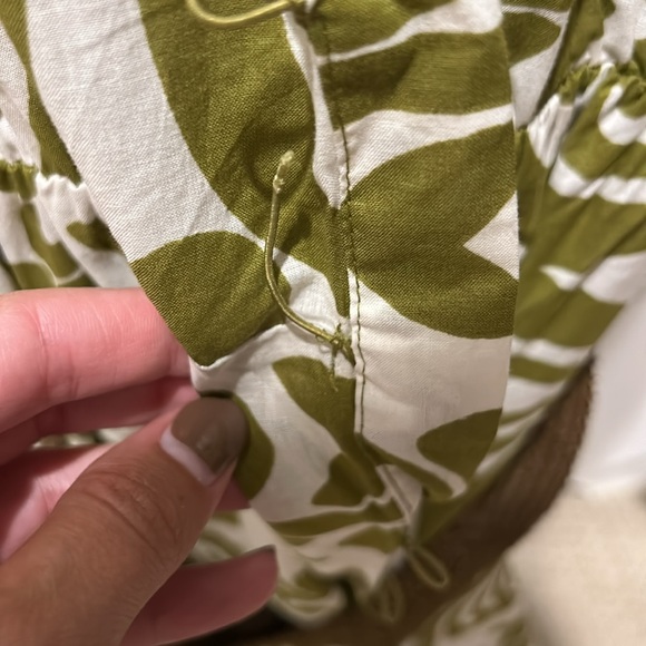 ZARA size medium green and white belted print button up dress - Picture 5 of 6